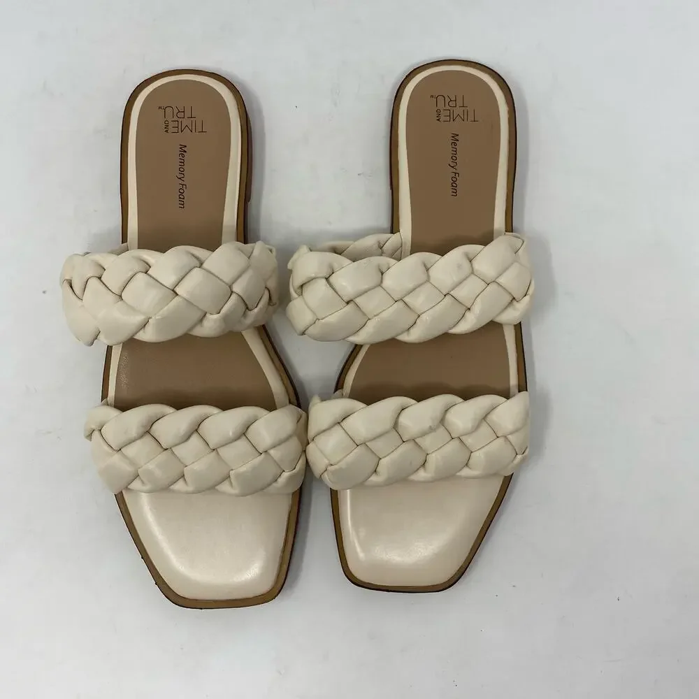 Time and Tru Braided Two Band Sandals Womens SIze 8